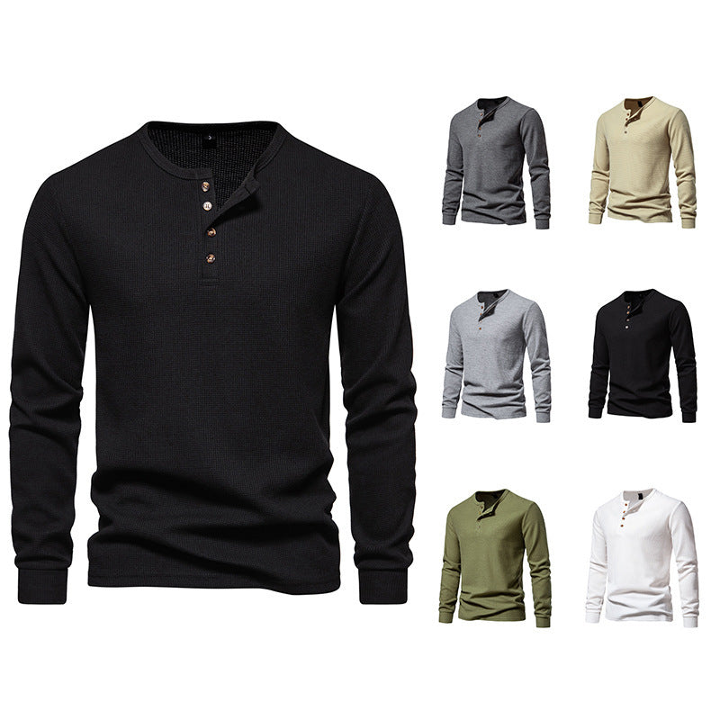 Men's Long Sleeve Shirts with Button Placket Lisslune