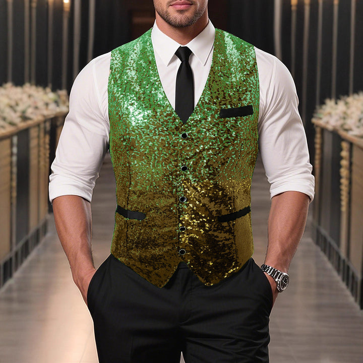 Men's Glamorous Sequin Vest with Modern Cut Lisslune