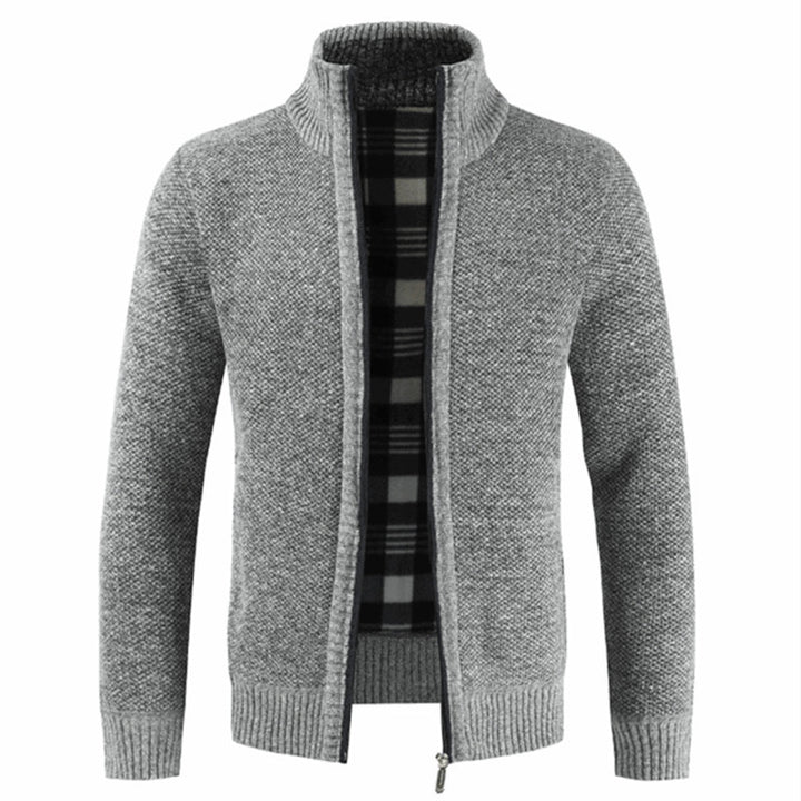 Men's cardigan with high collar and plush inner lining Lisslune
