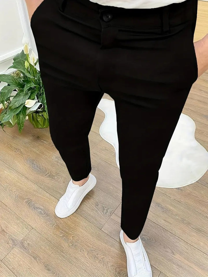 Men's Fashion Slim-Fit Pants with Elastic Waistband and Practical Pockets Lisslune