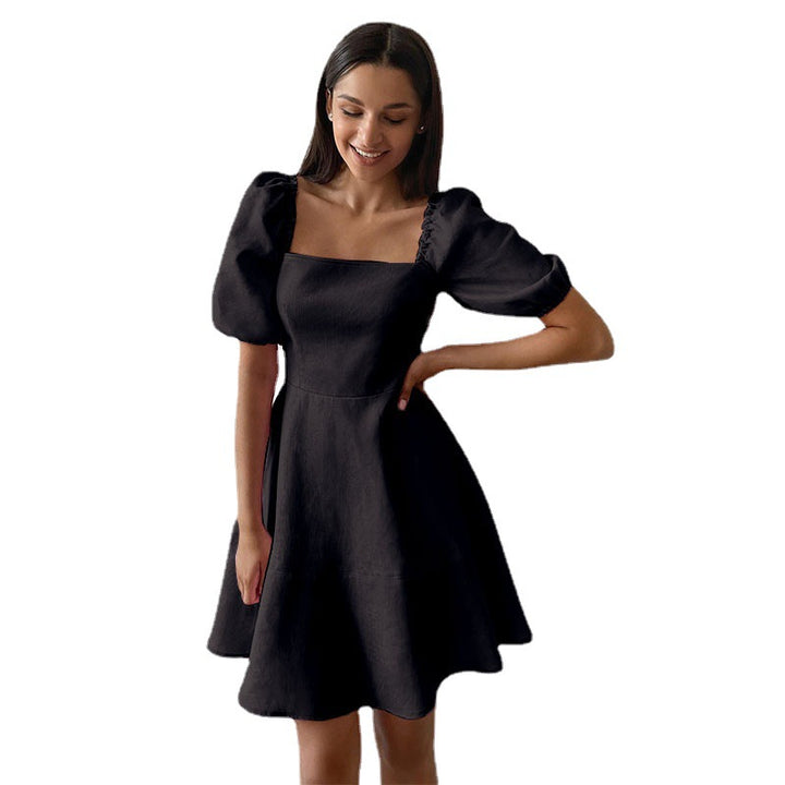 Women's Playful Dress with Generous Puff Sleeves and Swinging Hem Lisslune