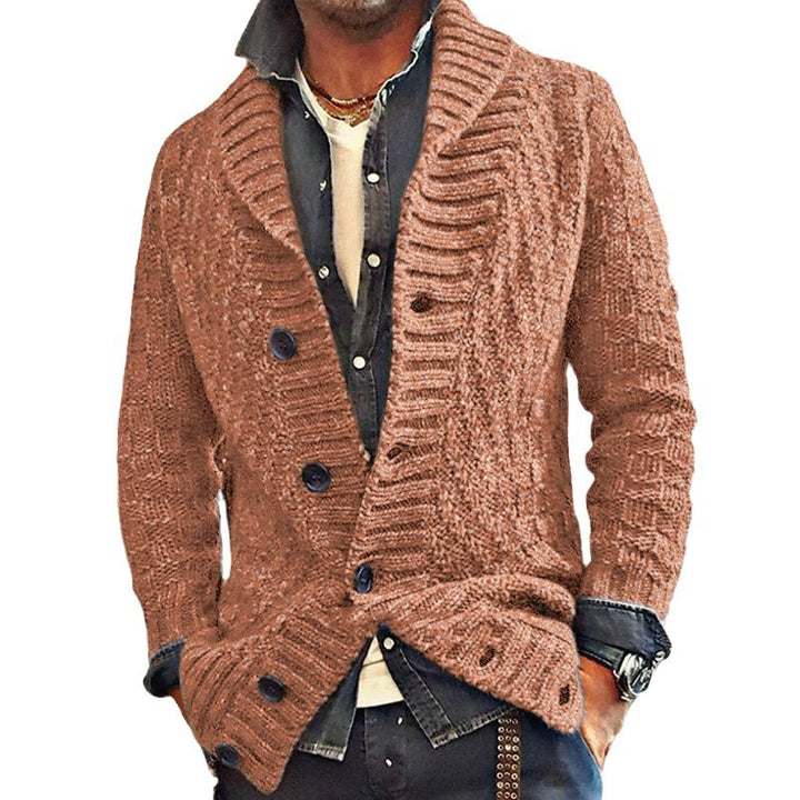 Men's cardigan with large shawl collar and textured design Lisslune