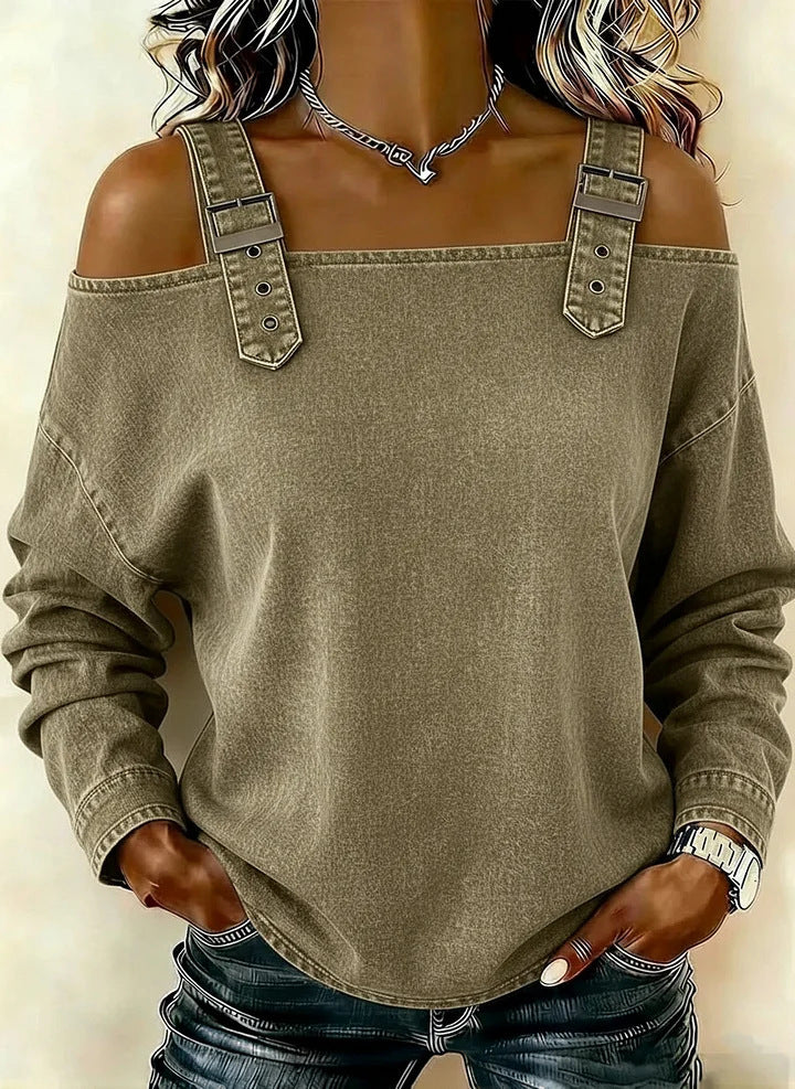 Women's casual sweatshirt with decorative shoulder details Lisslune