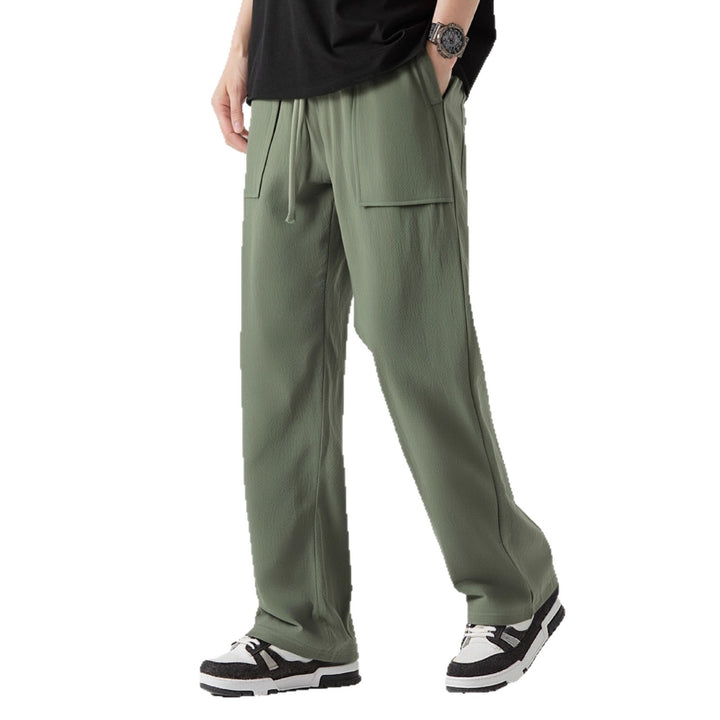 Men's Casual Cargo Pants with Practical Pockets and Elastic Waistband Lisslune