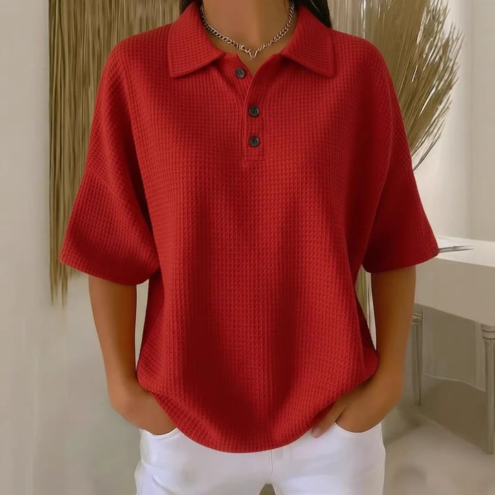 Ladies sporty polo shirt made of waffle piqué Lisslune