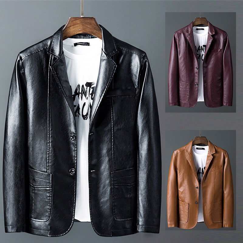 Men's fashionable synthetic leather jacket with practical cut and stylish details Lisslune
