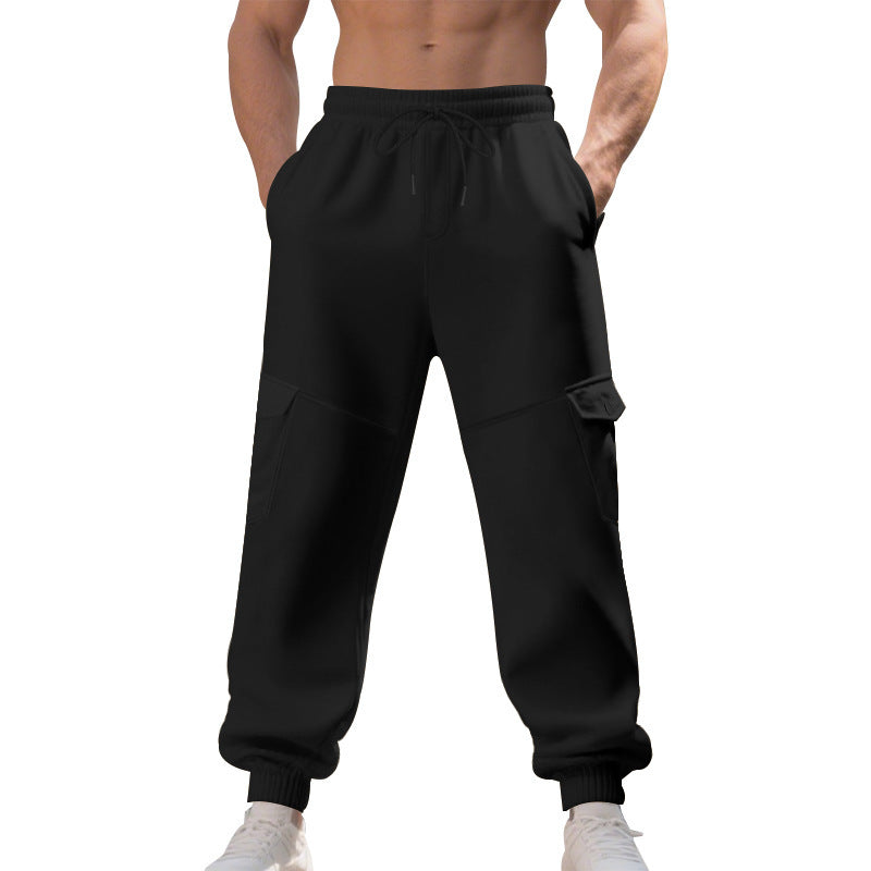 Men's cargo training pants with elastic waistband and practical side pockets Lisslune