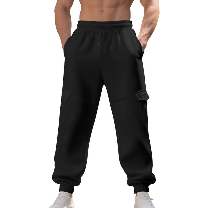 Men's cargo training pants with elastic waistband and practical side pockets Lisslune