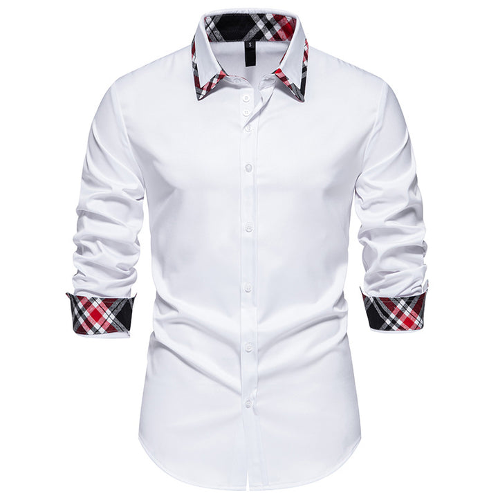 Men's elegant long sleeve shirt with contrasting check details Lisslune