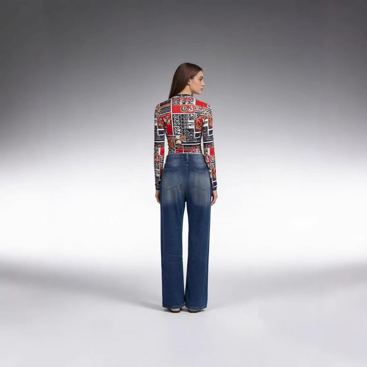 Damen weite Jeans mit stylischem Destroyed-Detail und bequemer Passform Lisslune