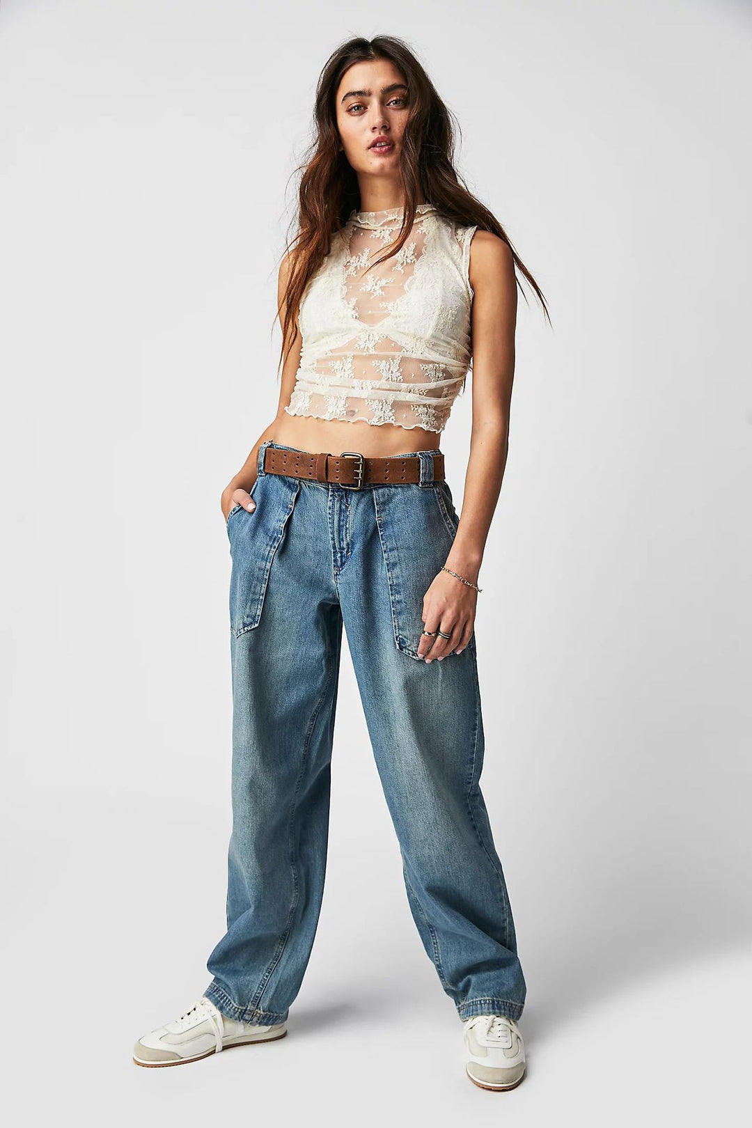 Damen weite Cargo-Jeans mit einzigartigen Taschen und lässigem Schnitt Lisslune
