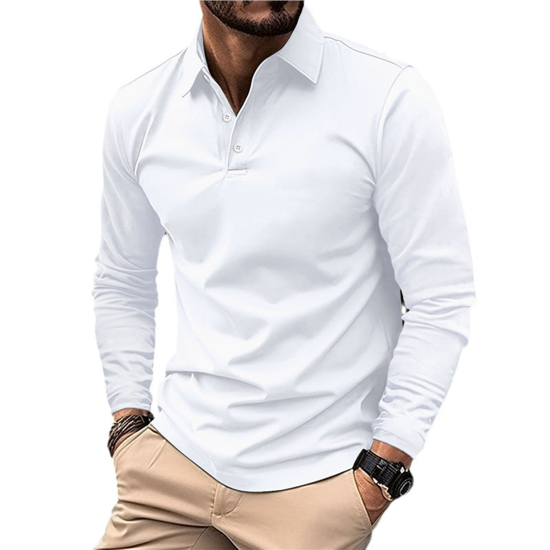 Men's Long Sleeve Polo Shirt with Modern Collar and High Quality Cotton Lisslune