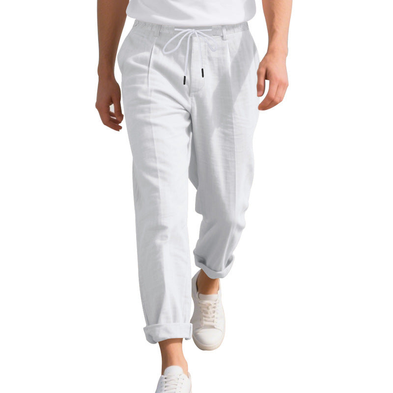 Men's Lightweight Casual Pants with Elastic Waistband and Side Drawstring Lisslune