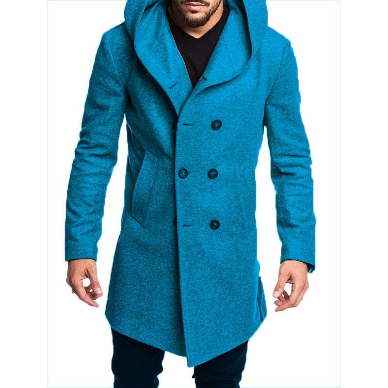 Men's fashionable coat with hood and double button placket Lisslune