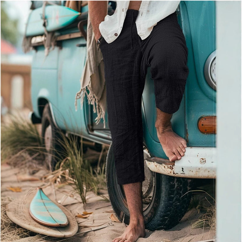 Men's Chino Pants with Casual Cut and Elastic Waistband Lisslune