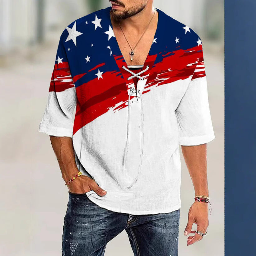 Men's graphic shirt with modern lacing design Lisslune