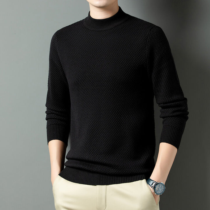 Men's Structured Turtleneck Sweater Made of High-Quality Cotton Lisslune