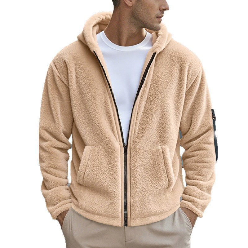 Men's fleece jacket with practical zipper and hood Lisslune