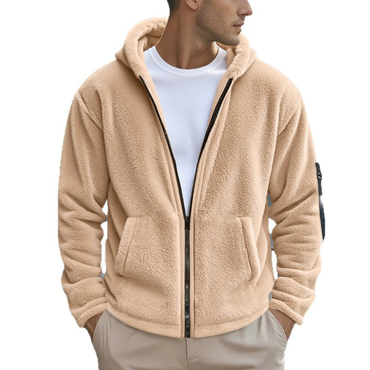 Men's fleece jacket with practical zipper and hood Lisslune