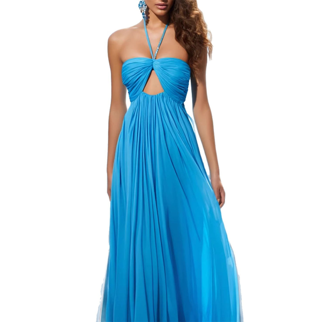 Women's Maxi Party Dress with Chic Halter Neck and Alluring Cut-Out