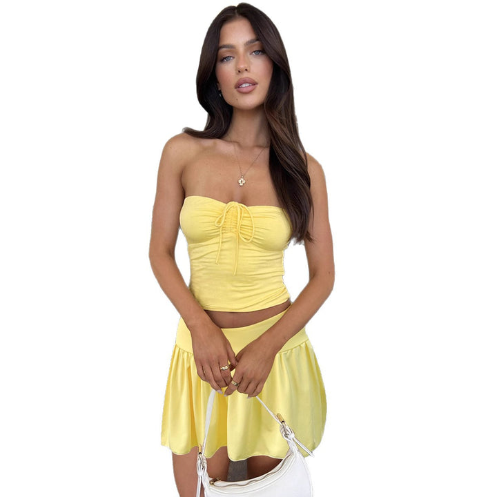 Damen modisches Crop-Top mit Rock und Rüschen Lisslune