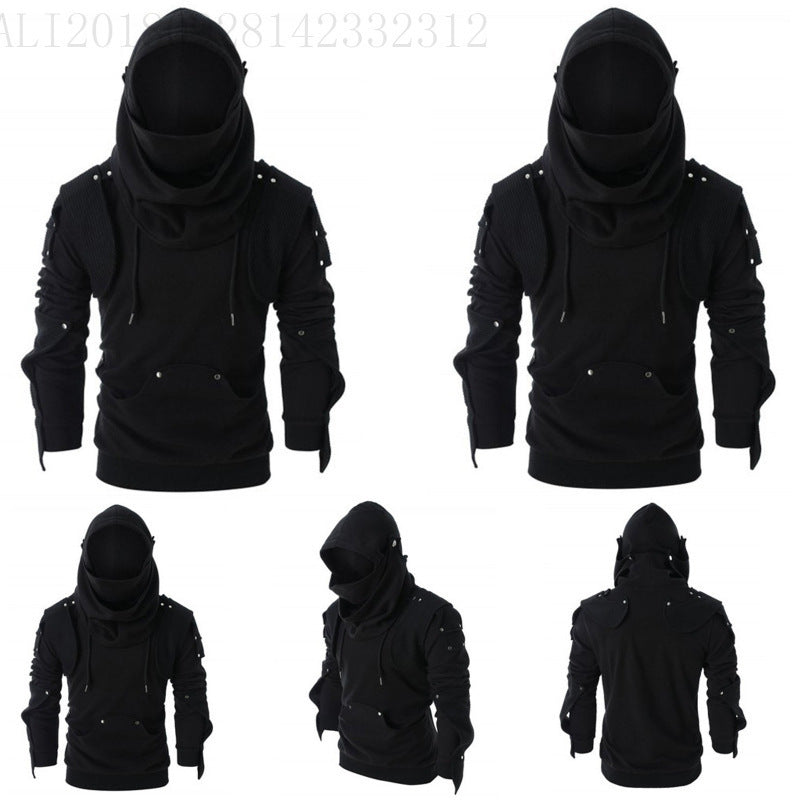 Men's stylish hoodie with innovative collar and practical pockets Lisslune