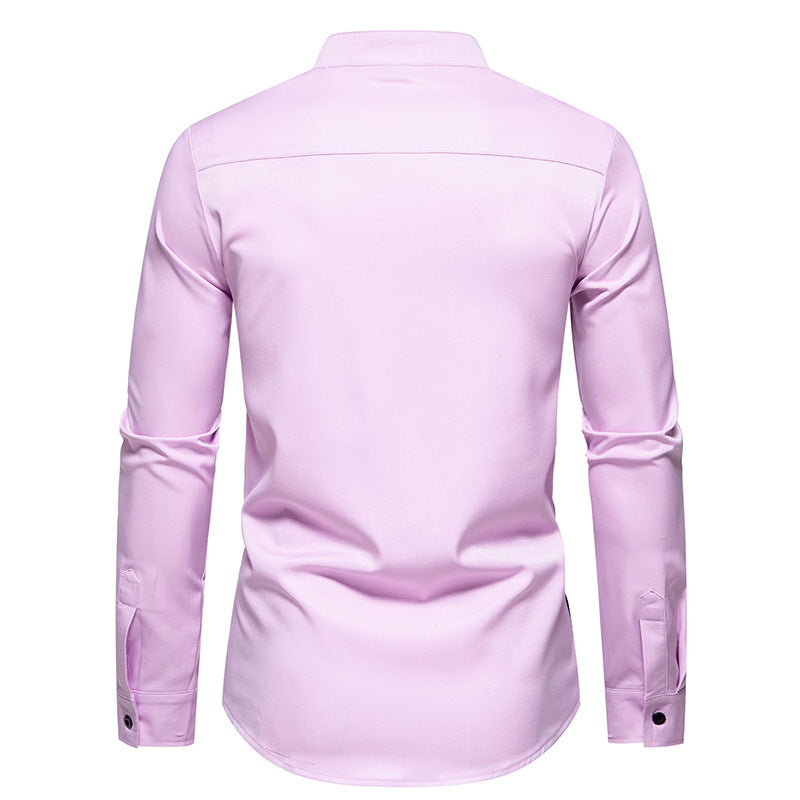 Men's long-sleeve shirt with modern color block design Lisslune