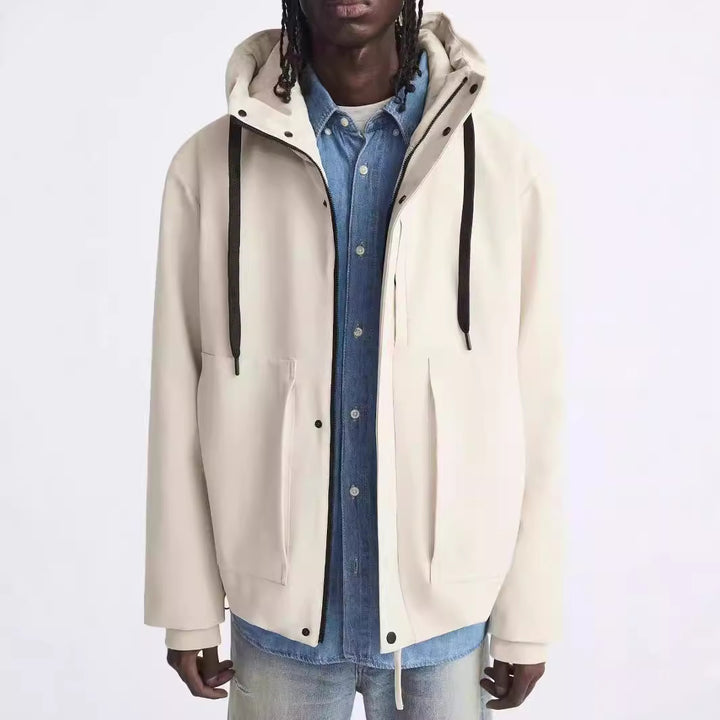 Men's modern water-repellent jacket with hood and practical pockets Lisslune