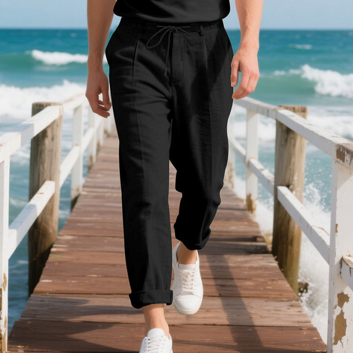 Men's Leisure Pants with Breathable Cotton and Linen Blend Lisslune