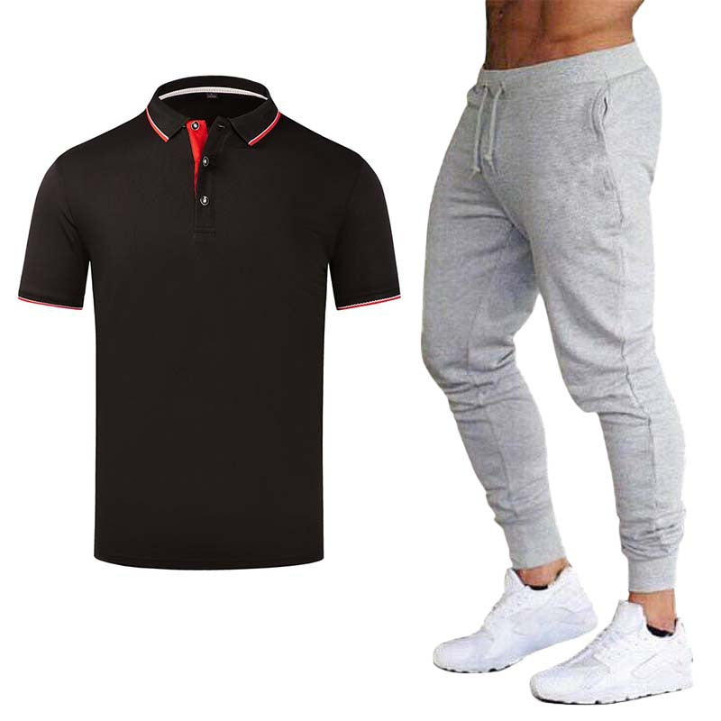 Men's Sports Polo Shirt and Jogging Pants Set Lisslune