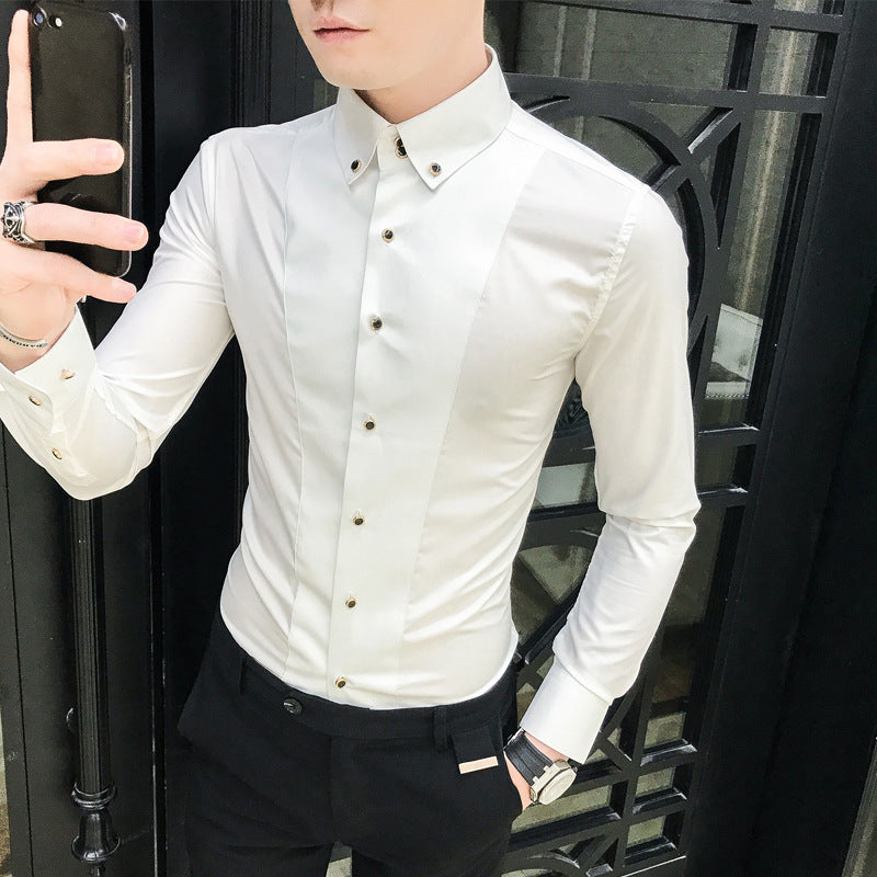 Men's Elegant Long Sleeve Shirt with Fine Button Details Lisslune