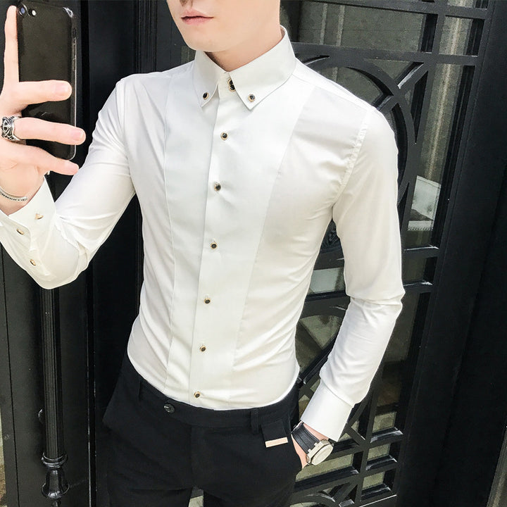 Men's Elegant Long Sleeve Shirt with Fine Button Details Lisslune