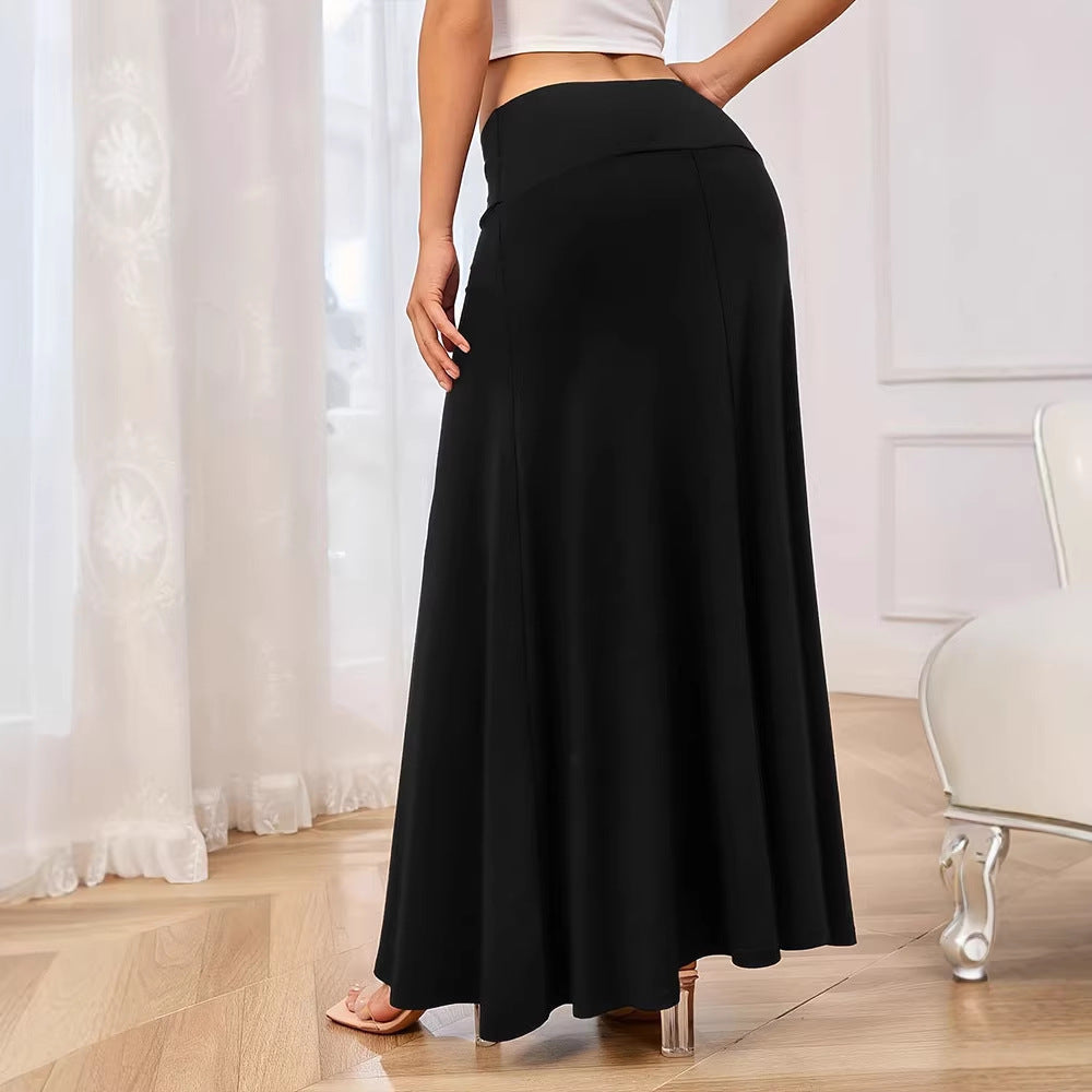 Women's maxi skirt made of soft jersey with elastic waistband and flowing cut Lisslune