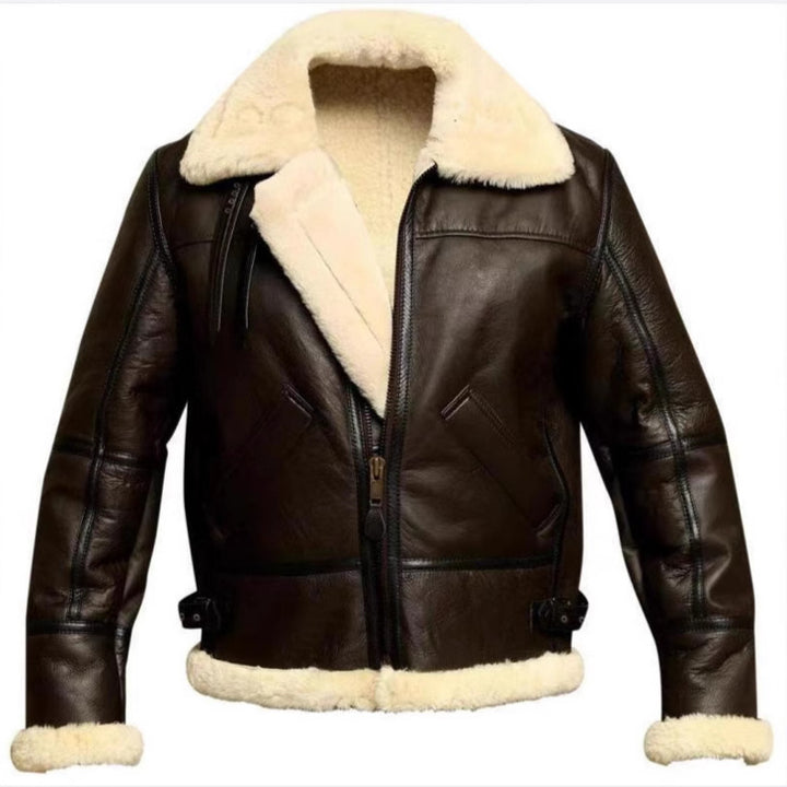Men's lamb leather jacket with soft teddy lining Lisslune