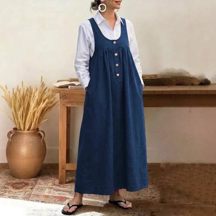 Women's maxi dress with button and pocket details Lisslune