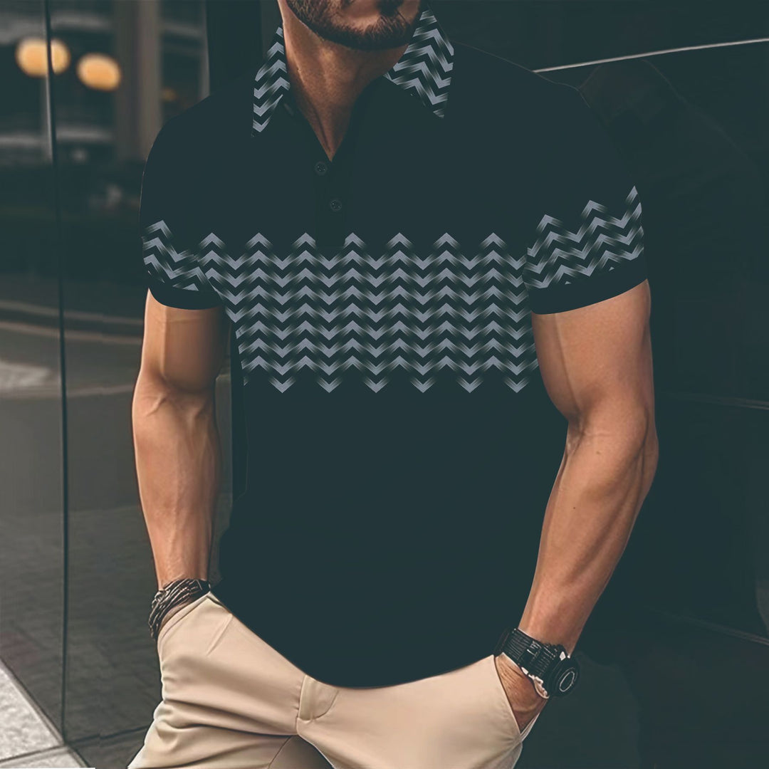 Men's polo shirt with modern patterned details Lisslune