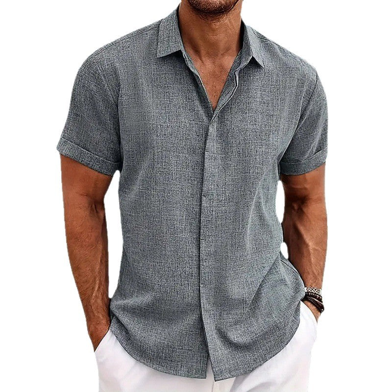 Men's short-sleeve shirt with textured design and modern collar Lisslune