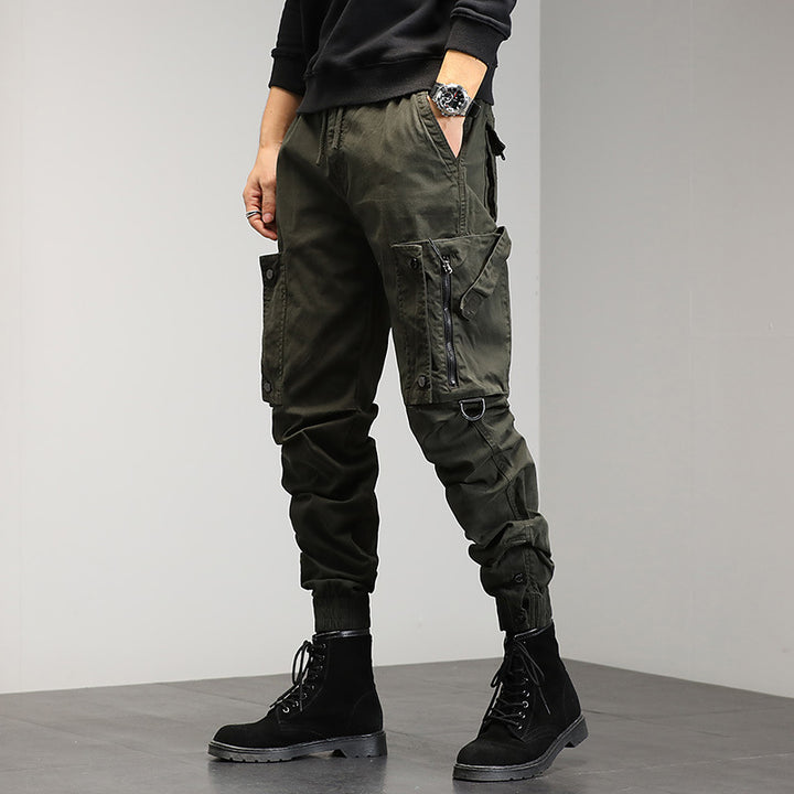 Men's cargo pants with stylish zip pockets and elastic waistband Lisslune