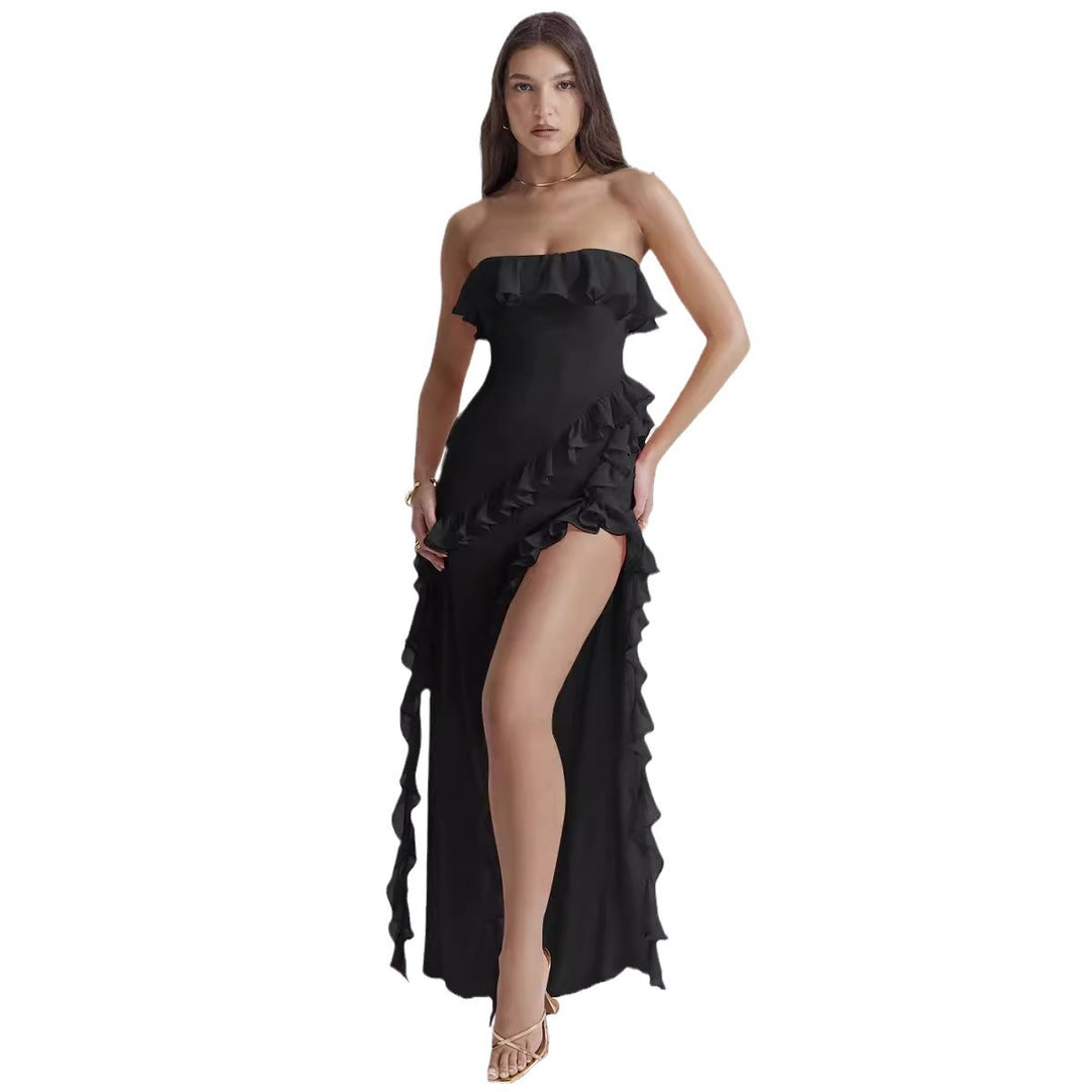 Ladies evening dress in elegant ruffle style