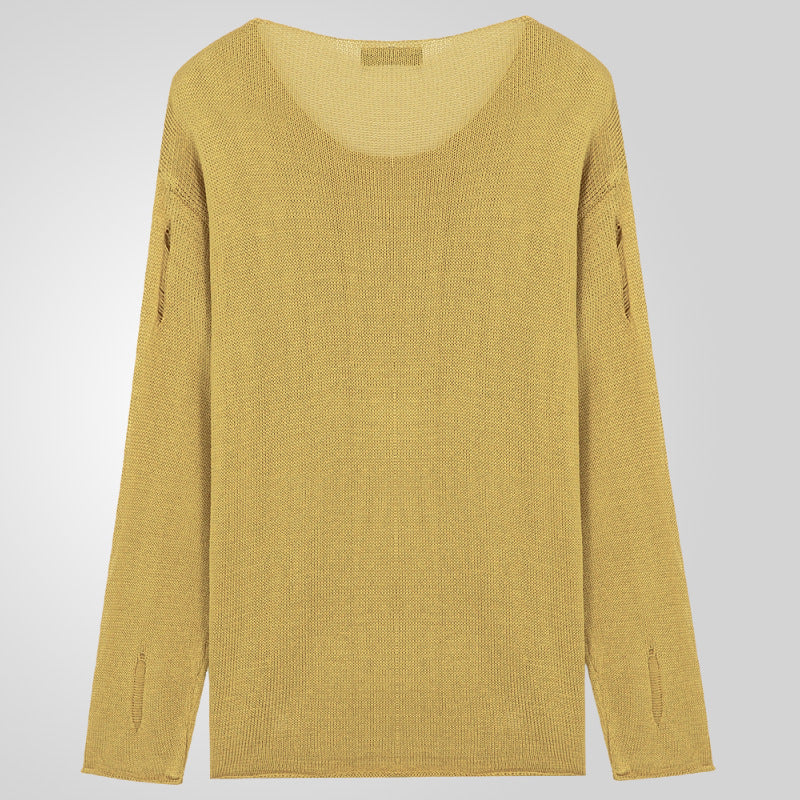 Men's Stylish Round Neck Sweater with Frayed Details Lisslune