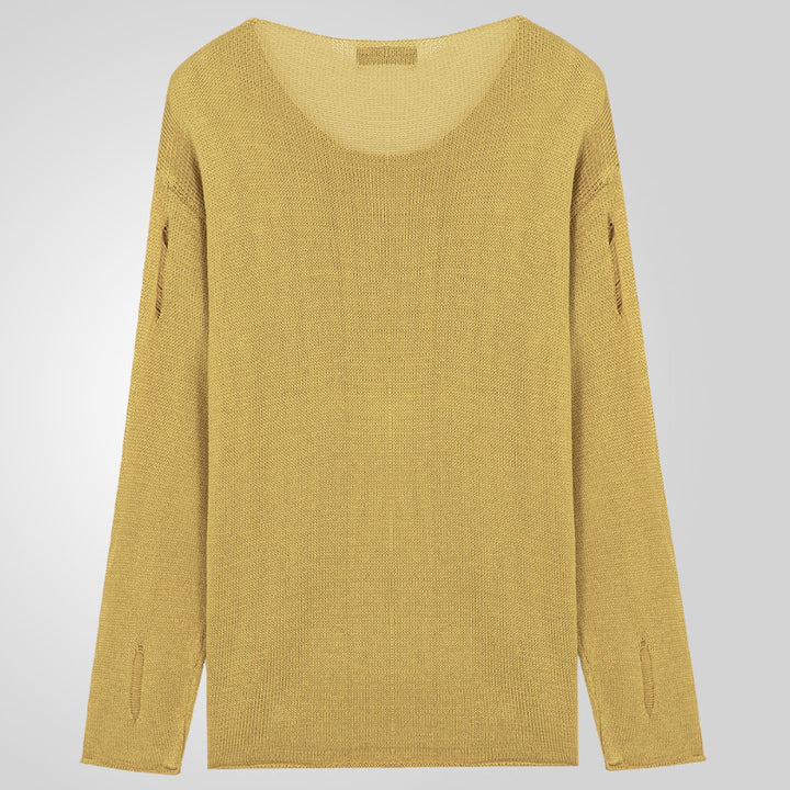 Men's Stylish Round Neck Sweater with Frayed Details Lisslune