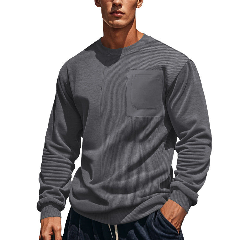 Men's stylish sweatshirt with innovative texture and practical chest pocket Lisslune