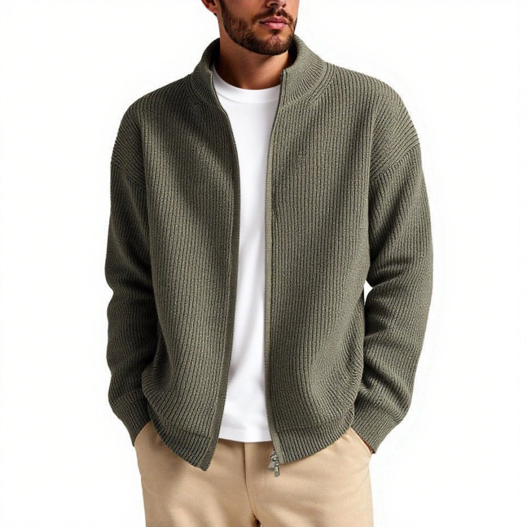 Men's cardigan with high collar and practical zipper Lisslune