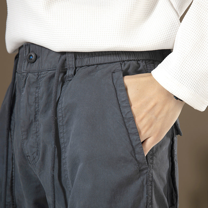 Men's cargo pants with elastic waistband and practical side pockets Lisslune
