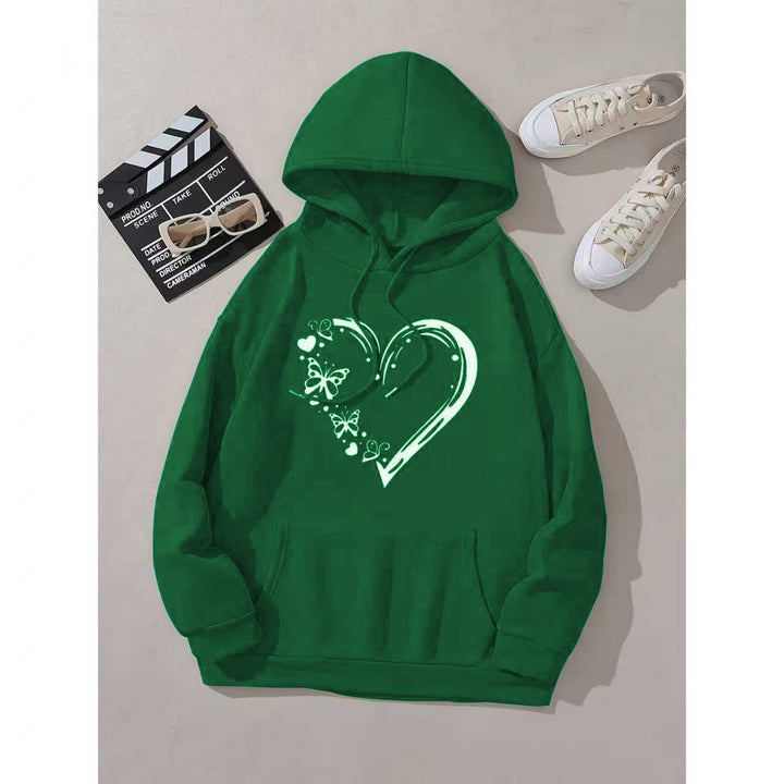 Women's hooded sweatshirt with floral heart and butterfly design Lisslune