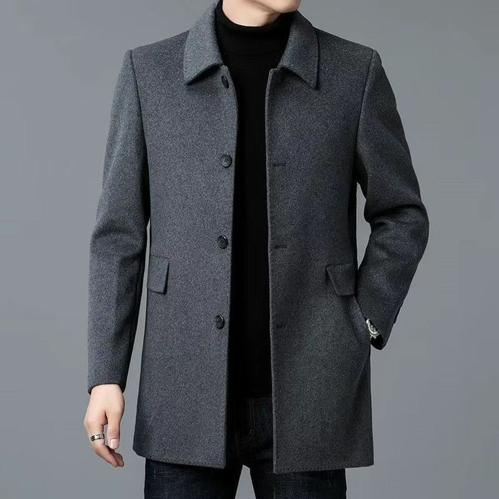 Men's elegant wool coat with classic lapels and pockets Lisslune