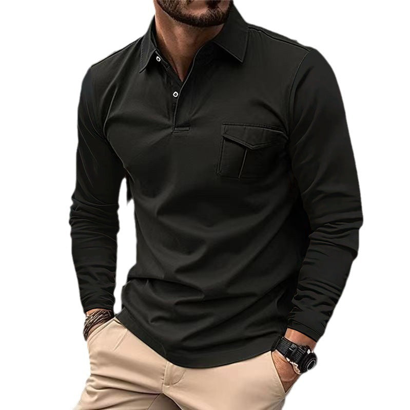Men's casual long sleeve shirt with practical chest pocket Lisslune