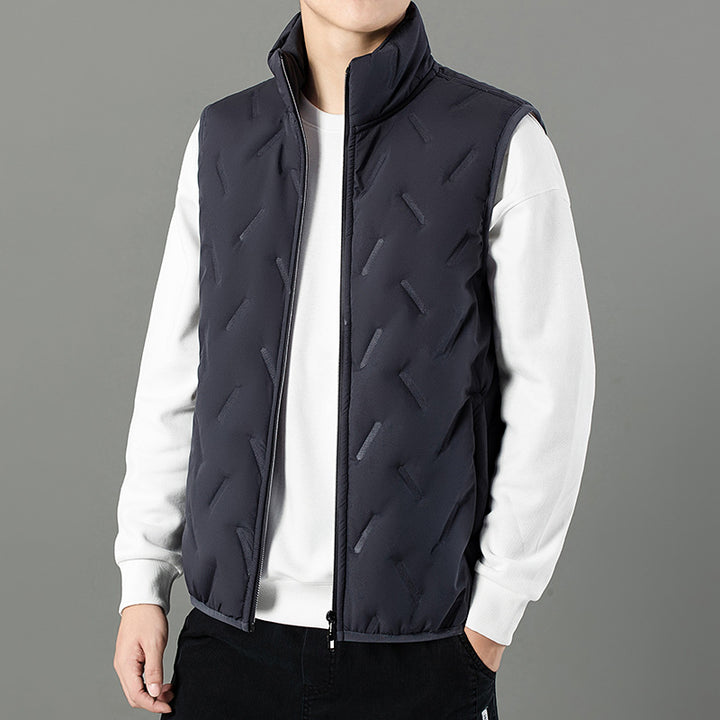 Men's quilted vest with high collar and elastic inserts Lisslune