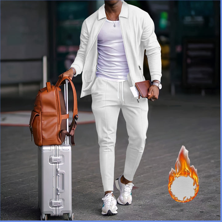 Men's sporty leisure suit with textured design and elastic waistband Lisslune