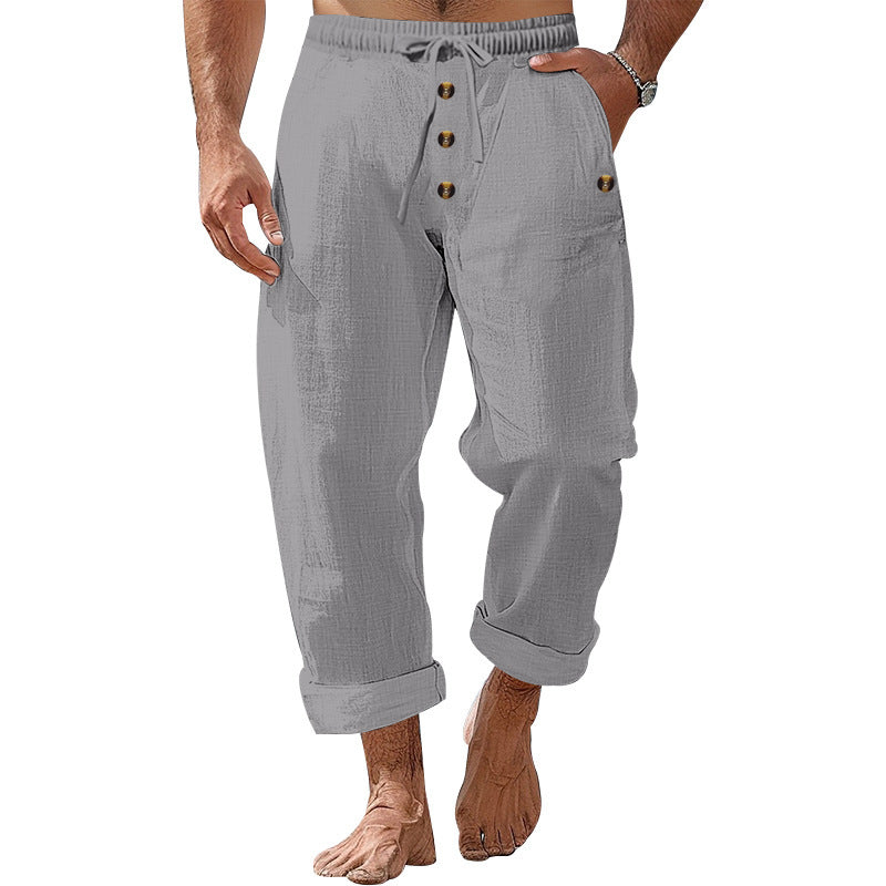 Men's casual beach shorts with elastic waistband and practical button details Lisslune